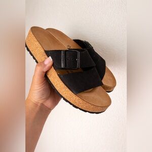 Papillio by Birkenstock Almina Platform Sandal black suede size 36/5.5